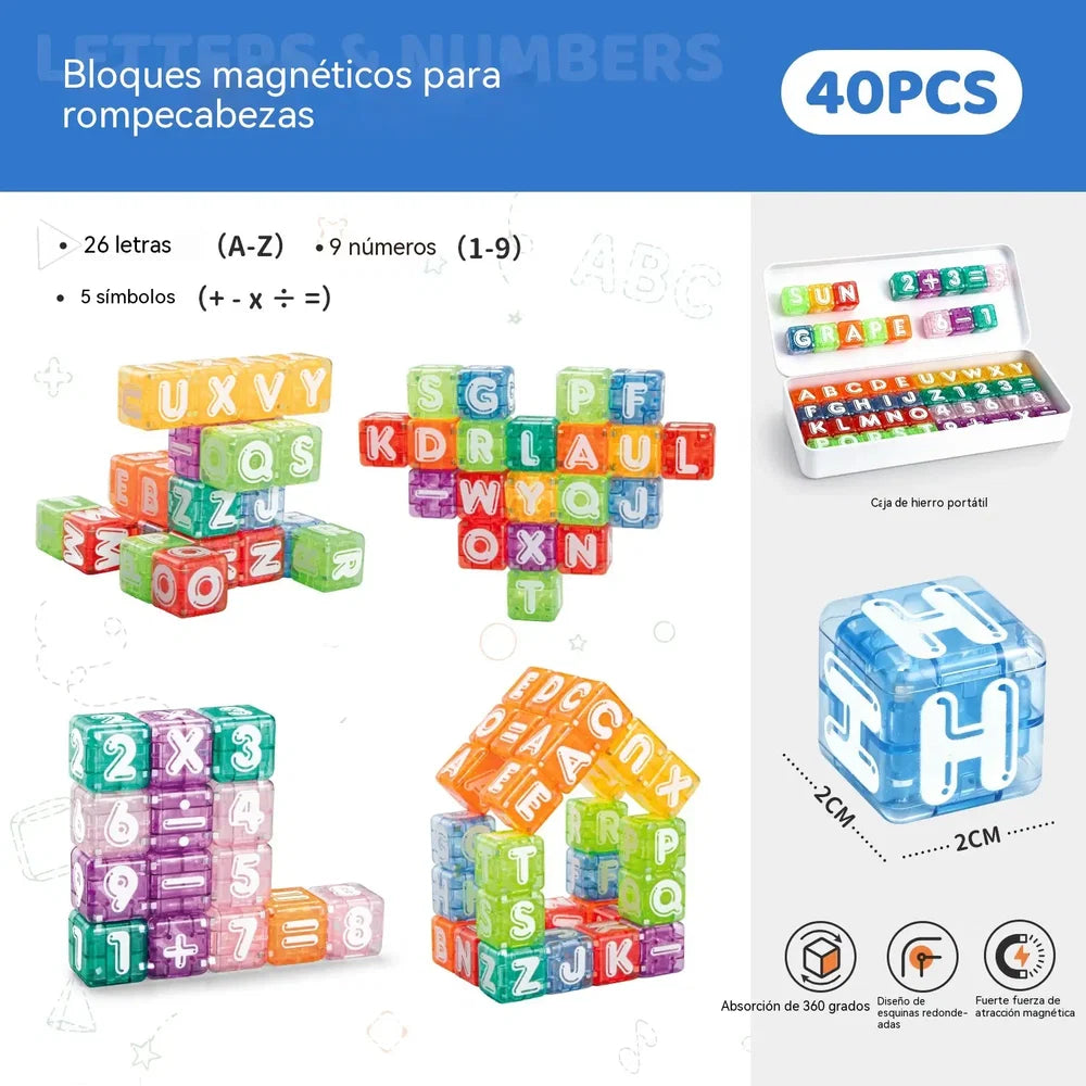 📢📢35% de desconto por tempo limitado! 【40 peças de montar + caixa organizadora】⏰Blocos de montar magnéticos com letras e números para crianças