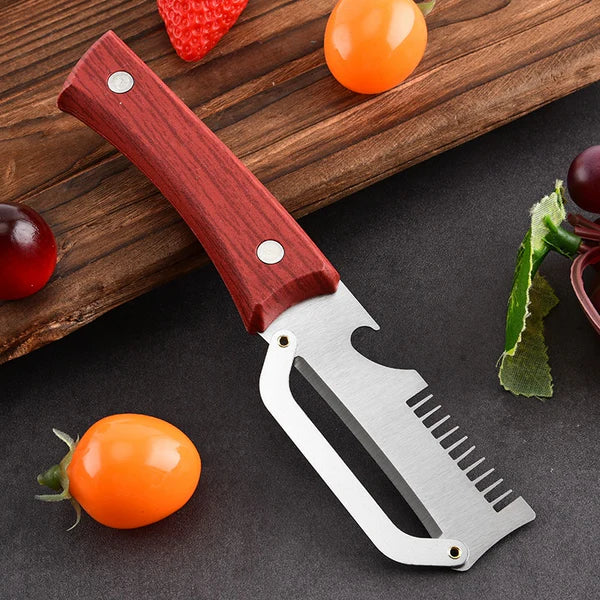 ✅Compre um e leve outro grátis (2 artigos)🧅🔪 Descascador de cozinha multifuncional 3 em 1: Descasque, pique legumes e abra garrafas! 🔥