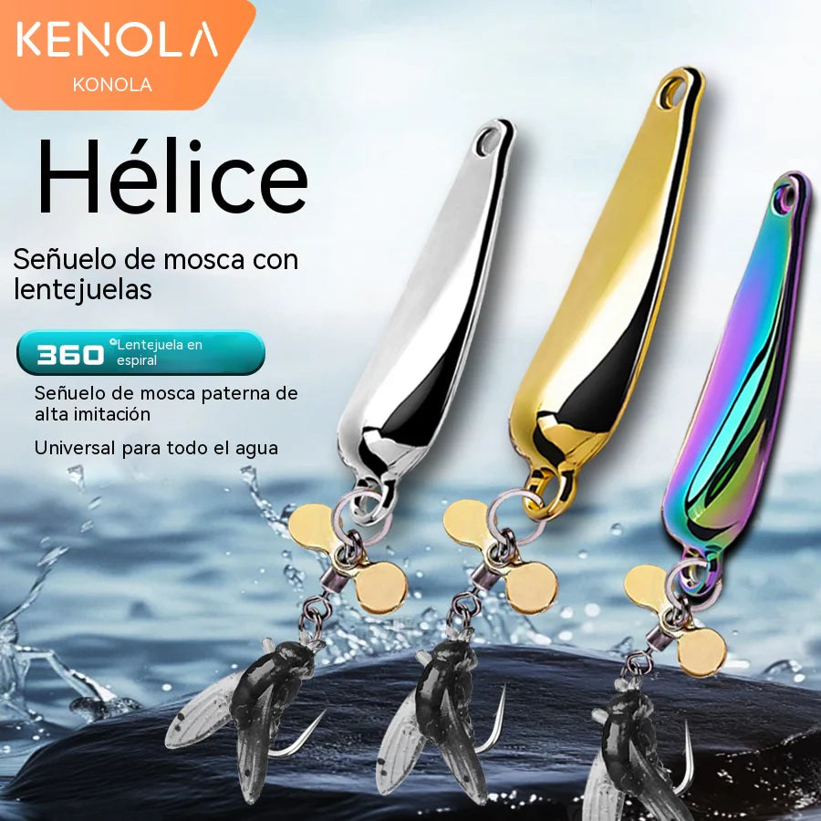【Compre 3 e leve 3 grátis】🐟Iscas artificiais para lançamento com colheres giratórias em forma de hélice e amostras de pesca com mosca.