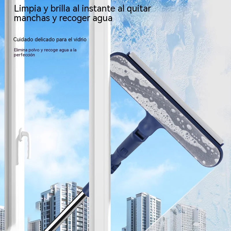 🧼✨ Limpador de janelas 2 em 1 com cabo extensível para limpeza de janelas em edifícios altos.