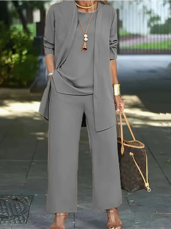 🧥Conjunto elegante de 3 peças para mulher com modelagem solta🍂