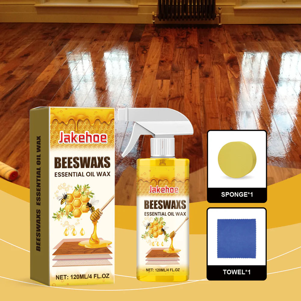 Spray de cera de abelha para polir madeira, 120ml (inclui esponja e pano), para o cuidado do mobiliário, prevenção de fissuras e proteção da pintura.