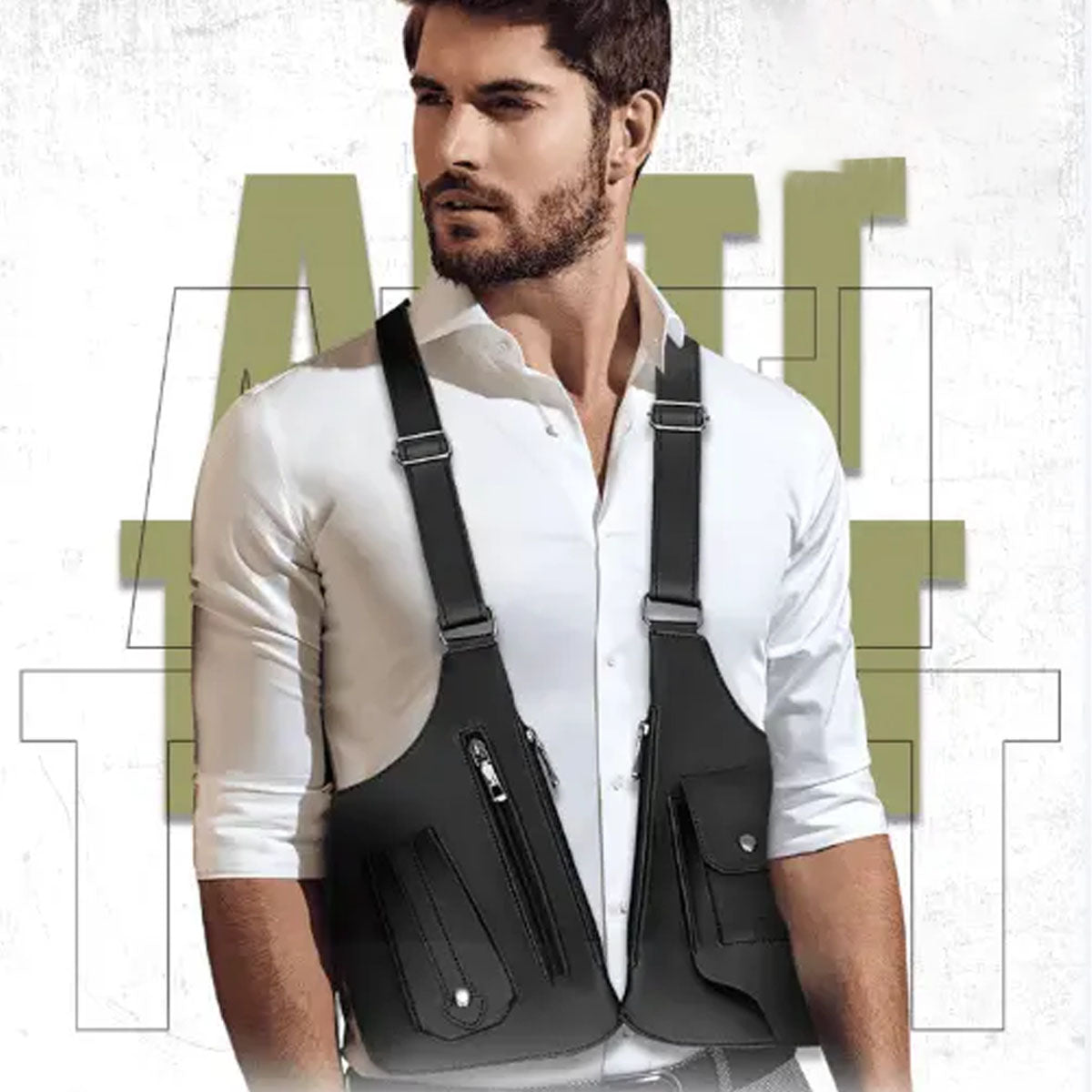 🔥Ofertas imbatíveis em 2026!🔥Bolsa a tiracolo de camada dupla para homem com vários bolsos，Resistente a riscos e ao desgaste.