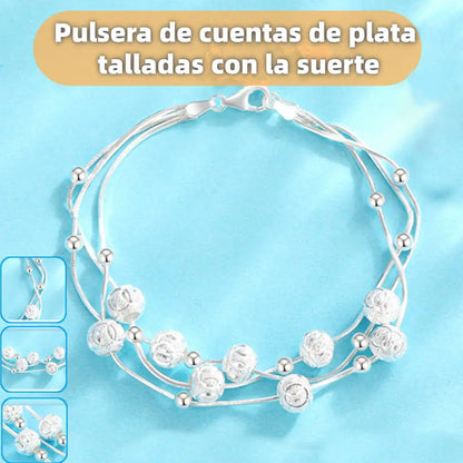 ✨✨Pulseira da Sorte em Prata 999 com Design Gravado
