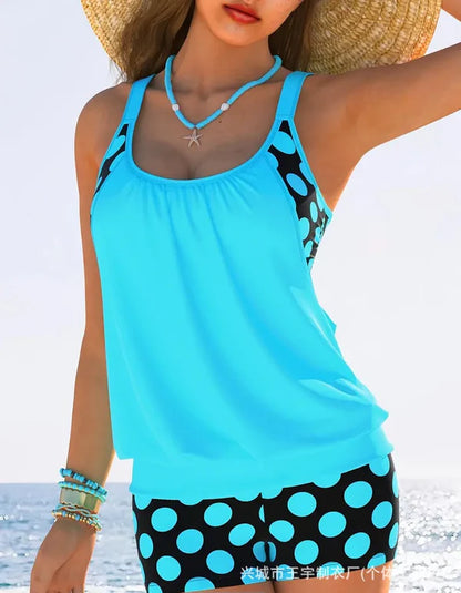 🏖️【S-4XL】Conjunto de biquíni plus size para mulher com estampado de bolinhas, novo modelo 2026