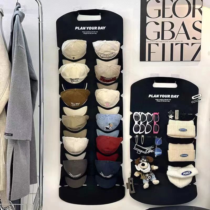 🔥🧢 35% de desconto! 🎩 Cabide para chapéus com 12 bolsos: Mantém os chapéus em forma e evita vincos. Poupa espaço e é fácil de pendurar. 🏠✨
