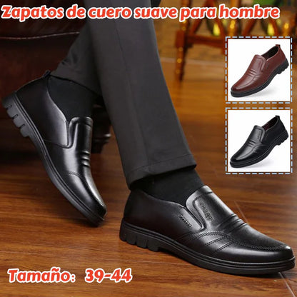 👞【Tamanhos 39-44】 Sapatos de homem em pele, novo estilo 2026, sapatos casuais de negócios em pele, pele macia, sola macia, antiderrapante.