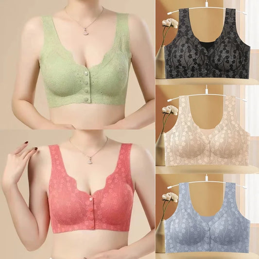 😍【Kit com 5 peças】Soutien sem aro com botão frontal para mulher ❤️【40-100kg】