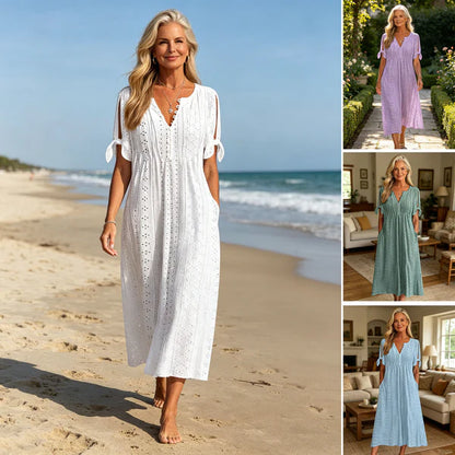 🏆【Produtos mais vendidos】[S-5XG]👗Vestido simples e bonito de cor sólida