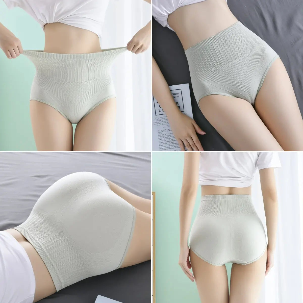 [7/14 peças] Roupa interior impermeável e antibacteriana de cintura alta