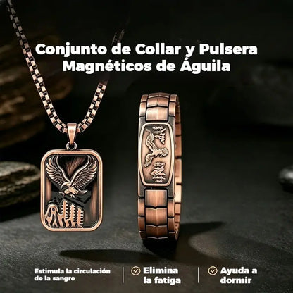 🔥【Pulseira + Colar】Pulseira magnética para homem com design de águia