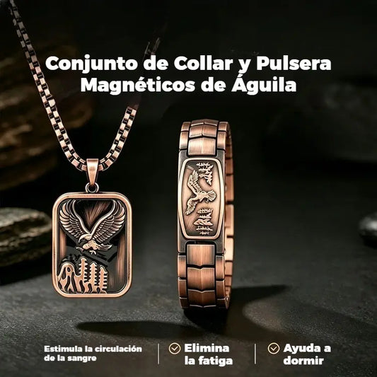 🔥【Pulseira + Colar】Pulseira magnética para homem com design de águia