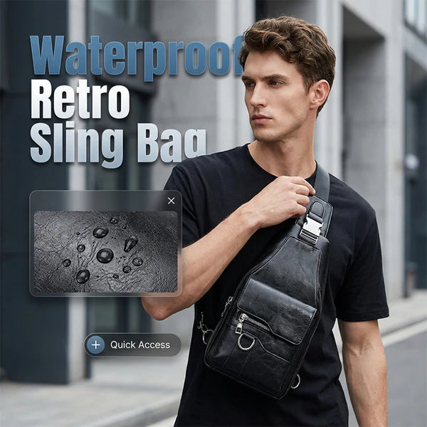💯🎁Bolsa de ombro retro impermeável para homem.