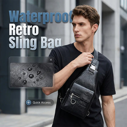 💯🎁Bolsa de ombro retro impermeável para homem.