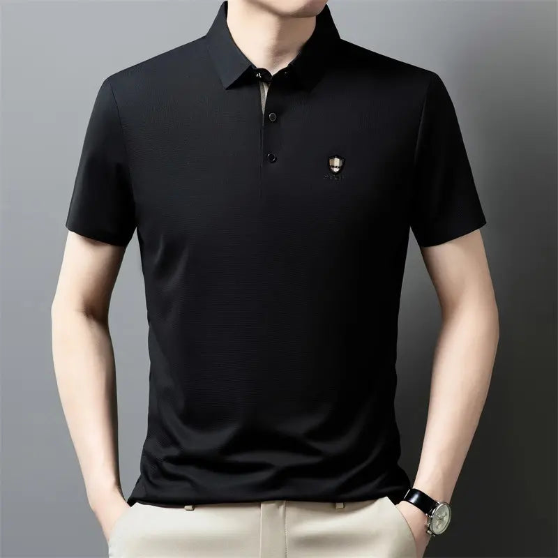 【M-4XL】Nova Camisola Polo Casual de Manga Curta com Lapela em Seda Gelo, Coleção Verão 2026