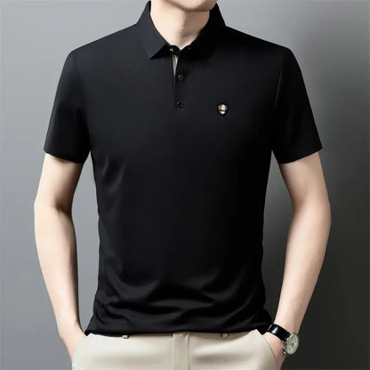 【M-4XL】Nova Camisola Polo Casual de Manga Curta com Lapela em Seda Gelo, Coleção Verão 2026