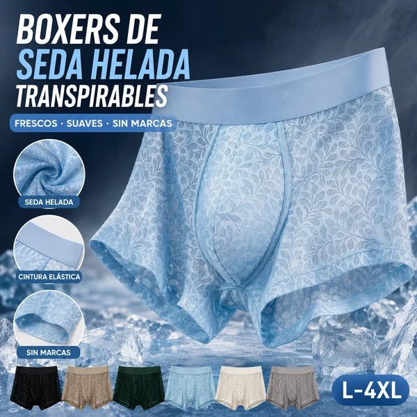 🔥10 itens🔥【L-4XL】Cueca de malha de seda gelada para homem, tamanhos grandes, respirável. - 【55-100kg】