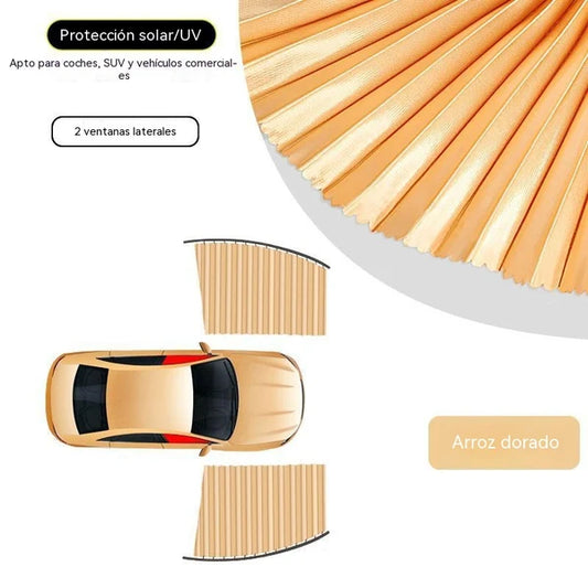 🔥【Conjunto de 4 peças】 Cortina de proteção solar para janela de carro com calha deslizante e isolamento térmico