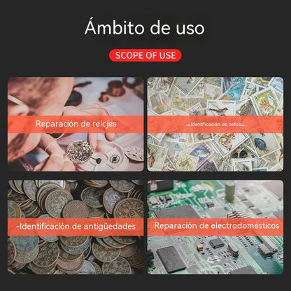 💡👓Óculos de reparação montados na cabeça com luzes LED, oferecendo uma ampliação de alta definição de 20x.