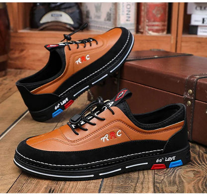 💯🔥【39-48】Sapatos casuais para homem para negócios, fabricados em pele impermeável e resistente a manchas, com sola macia para maior conforto.