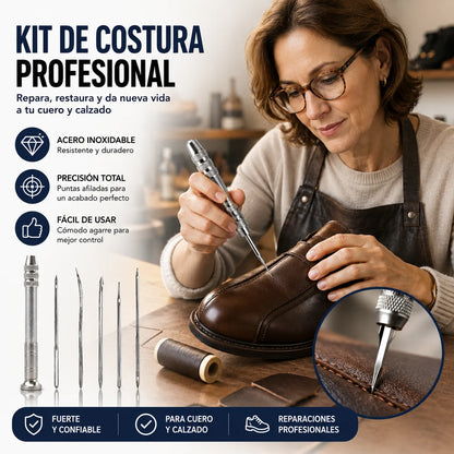 🧵👞 Conjunto de agulhas de costura intercambiáveis 5 em 1 – Kit de ferramentas profissional para reparação de calçado e artesanato em pele 🛠️✨