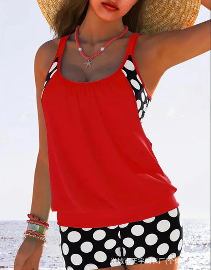 🏖️【S-4XL】Conjunto de biquíni plus size para mulher com estampado de bolinhas, novo modelo 2026
