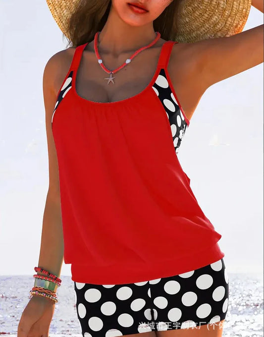 🏖️【S-4XL】Conjunto de biquíni plus size para mulher com estampado de bolinhas, novo modelo 2026