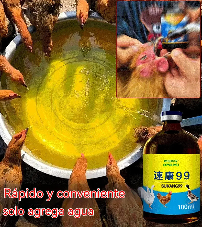 [2/4/6/8 frascos] 💊🐓🦆🕊️ Medicamento para o tratamento da gripe aviária, perda de apetite, diarreia e tosse em aves, galinhas, patos e gansos. 1 frasco de 100 ml.