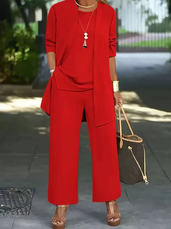 🧥Conjunto elegante de 3 peças para mulher com modelagem solta🍂