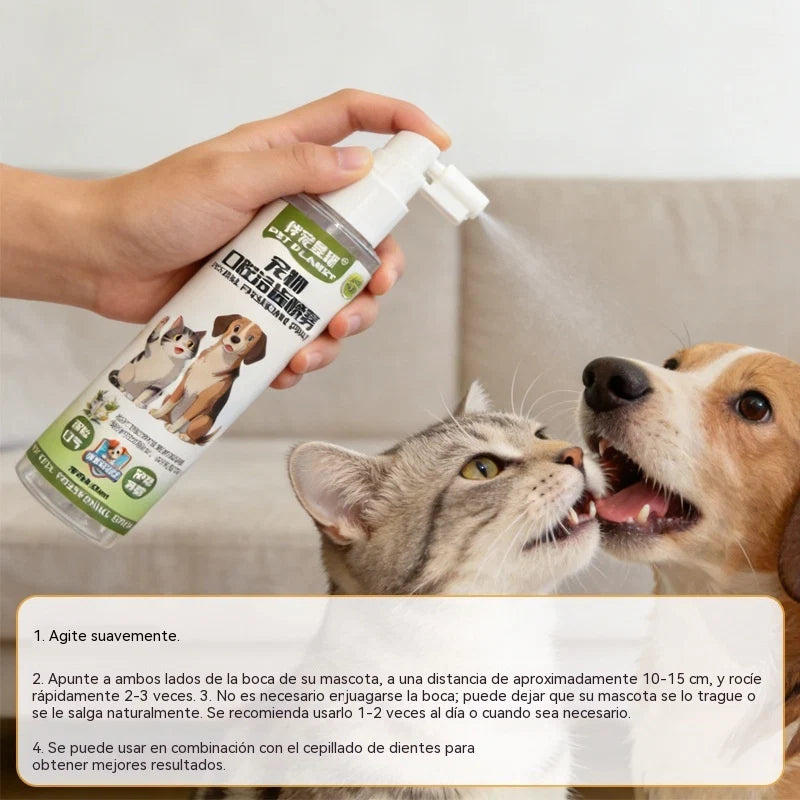 🐶【2 artigos por 28 euros】🐱O spray de higiene oral para animais de estimação refresca o hálito e remove o amarelecimento e o tártaro dos dentes.