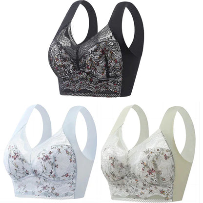 【Alta qualidade, mas um pouco caro】🔥【Conjunto de 3 peças】💕【40kg-100kg】🎁Soutien plus size em seda gelada, sem costuras, respirável e ajustável