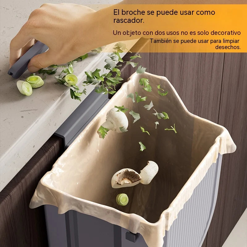 🗑️🚪Papeleira de cozinha dobrável para pendurar, ideal para portas de armários domésticos.
