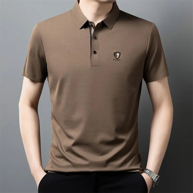 【M-4XL】Nova Camisola Polo Casual de Manga Curta com Lapela em Seda Gelo, Coleção Verão 2026