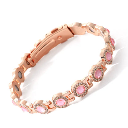 ✨Pulseira magnética de liga metálica elegante e luxuosa, pulseira magnética de zircónias cúbicas em cobre puro