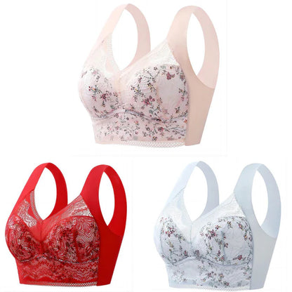 【Alta qualidade, mas um pouco caro】🔥【Conjunto de 3 peças】💕【40kg-100kg】🎁Soutien plus size em seda gelada, sem costuras, respirável e ajustável