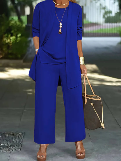 🧥Conjunto elegante de 3 peças para mulher com modelagem solta🍂