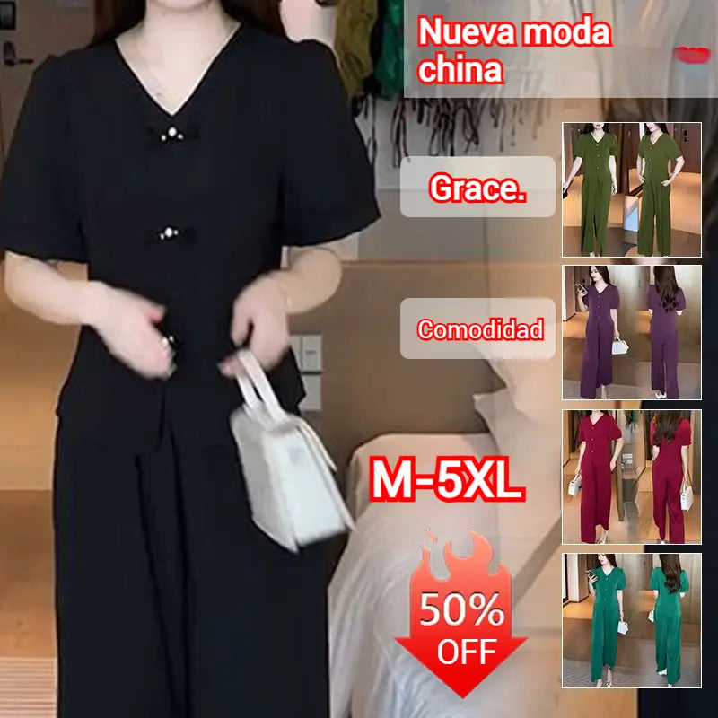 🌸【Top + Calça Pantacourt】Conjunto Casual e Moderno