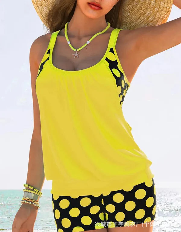 🏖️【S-4XL】Conjunto de biquíni plus size para mulher com estampado de bolinhas, novo modelo 2026