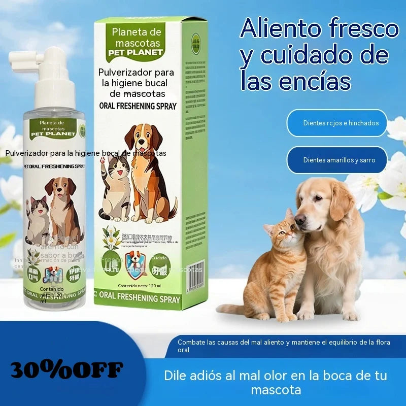🐶【2 artigos por 28 euros】🐱O spray de higiene oral para animais de estimação refresca o hálito e remove o amarelecimento e o tártaro dos dentes.