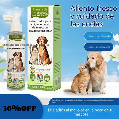 🐶【2 artigos por 28 euros】🐱O spray de higiene oral para animais de estimação refresca o hálito e remove o amarelecimento e o tártaro dos dentes.