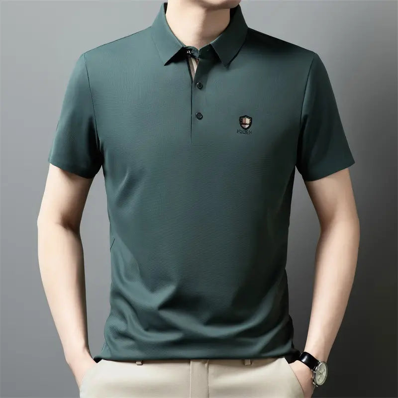 【M-4XL】Nova Camisola Polo Casual de Manga Curta com Lapela em Seda Gelo, Coleção Verão 2026