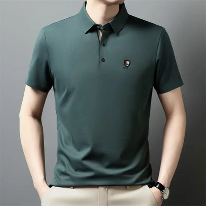 【M-4XL】Nova Camisola Polo Casual de Manga Curta com Lapela em Seda Gelo, Coleção Verão 2026