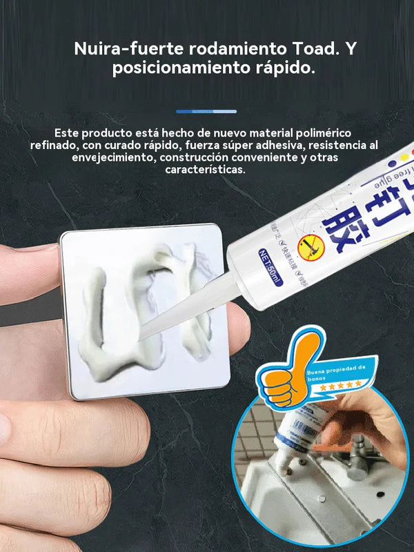 🧰📍【Compre um e leve outro grátis】Adesivo multiusos prático sem pregos: impermeável, não requer perfuração, pode ser utilizado em metal, plástico, azulejo, cerâmica, vidro e madeira.