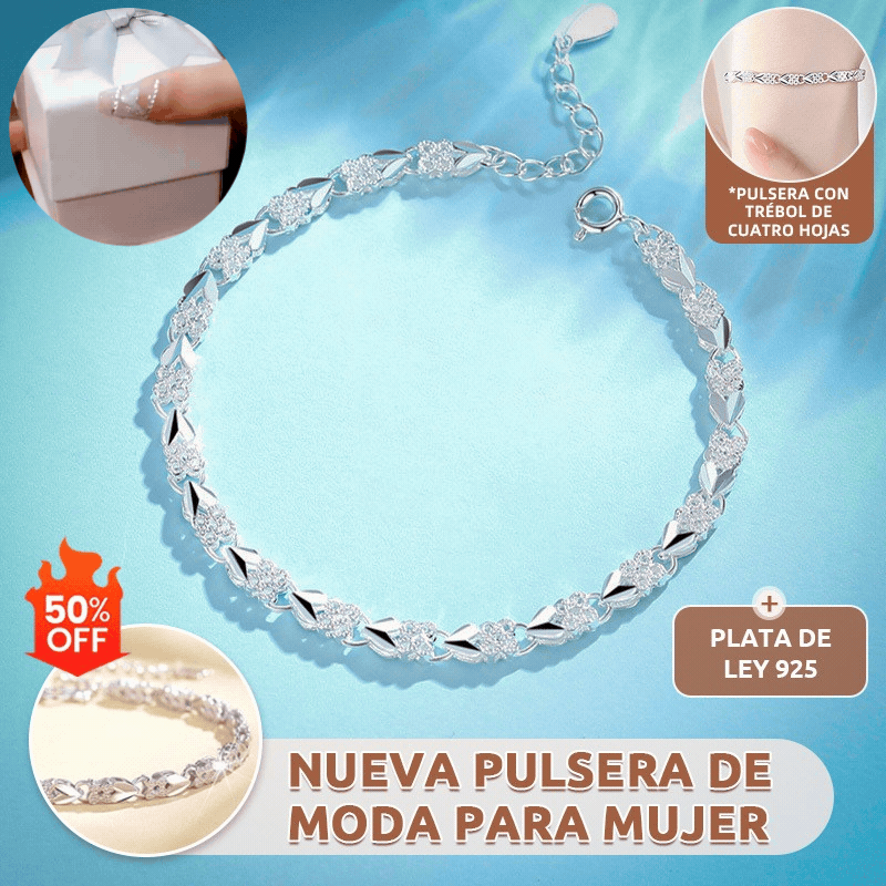 😀👉💖🍀Adoro a nova pulseira da moda em prata 925 com trevo de quatro folhas para mulher