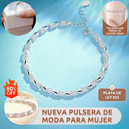 😀👉💖🍀Adoro a nova pulseira da moda em prata 925 com trevo de quatro folhas para mulher