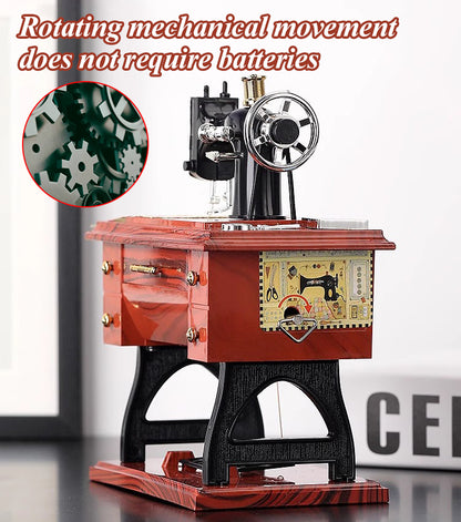 Nova caixa de música em formato de máquina de costura retro, capaz de reproduzir 20 tipos de música.