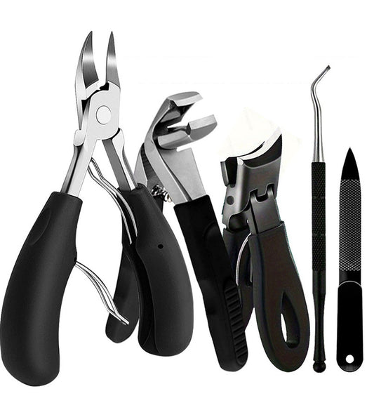 Conjunto de 5 peças em aço inoxidável para o cuidado de unhas encravadas e grossas.