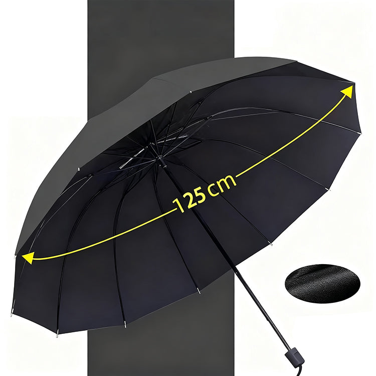 Guarda-chuva extragrande, com 12 varetas, dobrável, impermeável, resistente à neve e ao vento, grande, reforçado e ampliado para acomodar três pessoas.