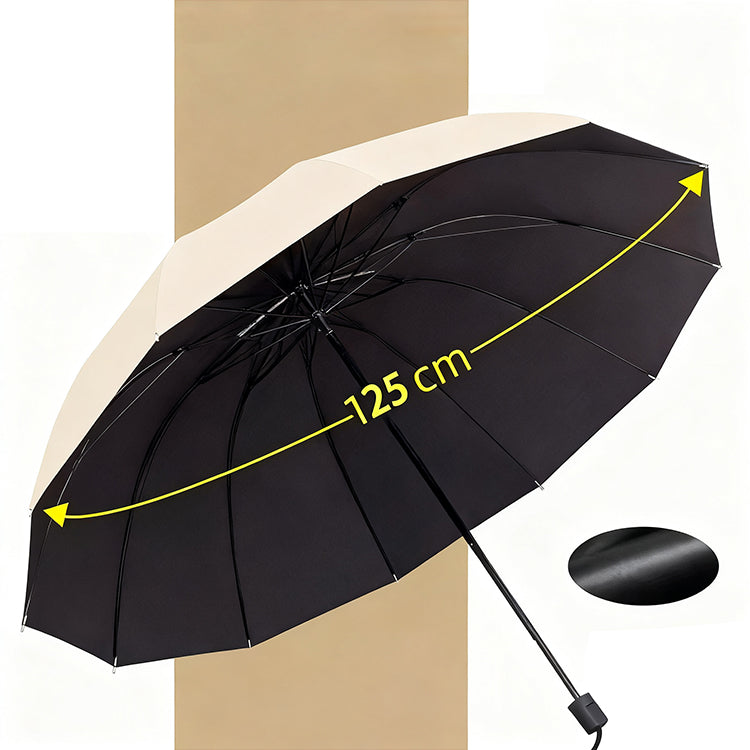 Guarda-chuva extragrande, com 12 varetas, dobrável, impermeável, resistente à neve e ao vento, grande, reforçado e ampliado para acomodar três pessoas.