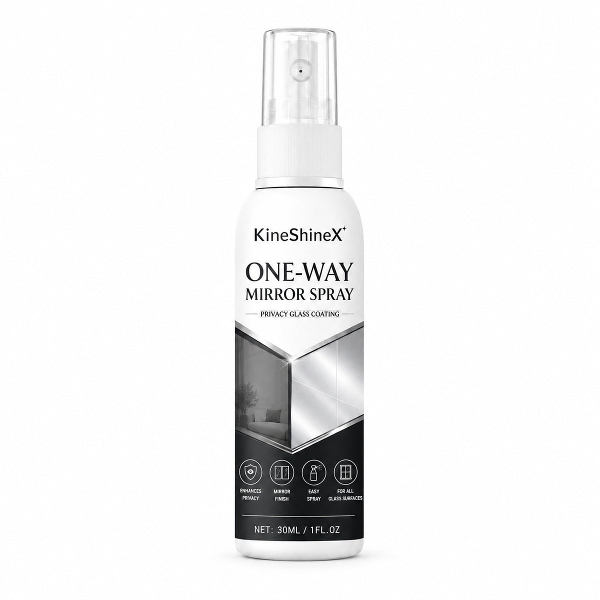 Spray de privacidade unidirecional para janelas! Antiembaciamento, antipoeira e reduz o brilho. Adequado para todos os tipos de vidro.